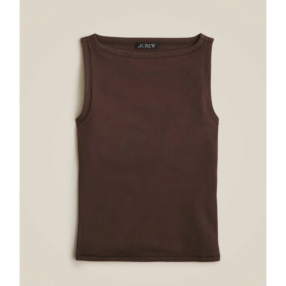 J Crew Stretch Cotton Shell Top S Brown NWT Blouse Shirt CO028